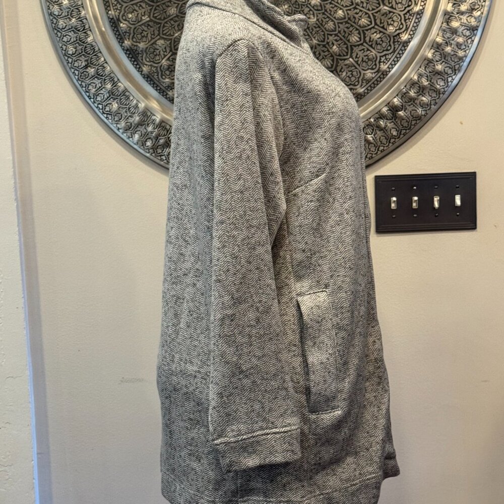 Lands' End Womens Grey Herringbone Fleece Jacket XL/18 - Picture 6 of 15